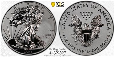2021-W $1 Silver Eagle Rev PR - Type 1 Designer Edition PR70