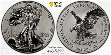 2021-S $1 Silver Eagle Rev PR - Type 2 Designer Edition PR69