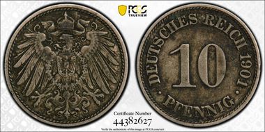 1901-A 10 Pfg J-13 VF35