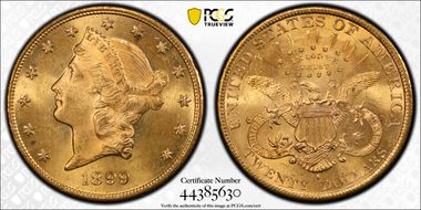 1899-S $20 MS64+