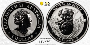 2021-P $1 Koala Ag MS70