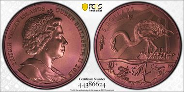 2015 $5 Flamingo Pink Titanium MS69