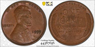 1955 1C Doubled Die Obverse AU55BN