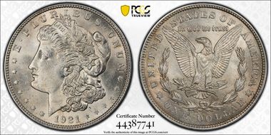 1921 $1 Morgan MS63
