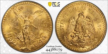 1943 (50 P) KM-482  Au MS66