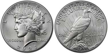 2021 $1 Peace Dollar 100th Anniversary MS70
