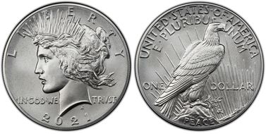 2021 $1 Peace Dollar 100th Anniversary MS70