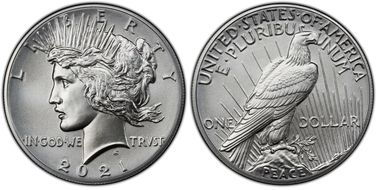 2021 $1 Peace Dollar 100th Anniversary MS69