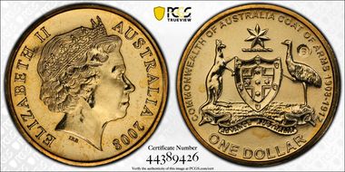 2008-B $1 Coat of Arms-Counterstamp MS65