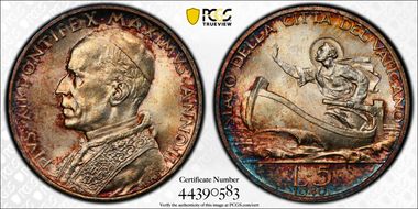 1940 5 Lire Anno II KM-28  Ag MS64