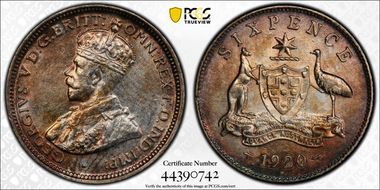 1920-M 6D KM-25  Ag AU58