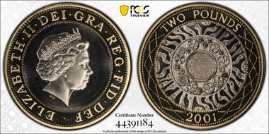 2001 £2 S-K9 Iron Age PR69DCAM