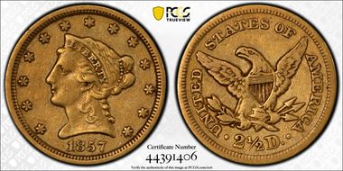 1857 $2.50 VF35