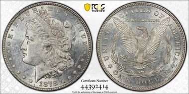 1878 7TF $1 VAM 70, Doubled RIB AU58