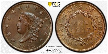 1819 1C Small Date MS64BN