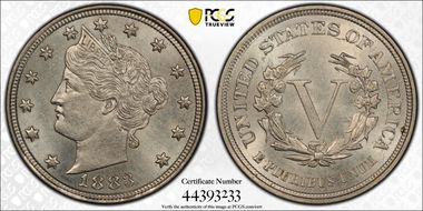 1883 5C No CENTS MS64