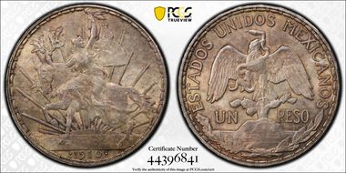 1910 Peso Caballito KM-453  Ag MS63