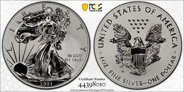 2021-W $1 Silver Eagle Rev PR - Type 1 Designer Edition - First Strike PR69