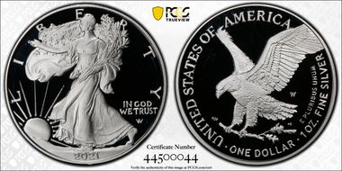 2021-W  $1 Silver Eagle - Type 2 PR68DCAM
