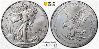 2021-W $1 Burnished Silver Eagle-Type 2 SP69