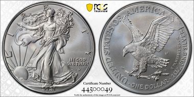 2021-W $1 Burnished Silver Eagle-Type 2 SP70