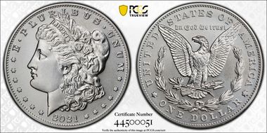 2021-S $1 Morgan Dollar 100th Anniversary MS70
