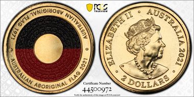 2021 $2 50th Ann Aboriginal Flag Colorized MS68
