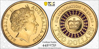 2013 $2 Coronation Colorized MS66