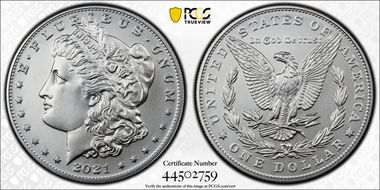 2021 $1 Morgan Dollar 100th Anniversary First Strike MS70