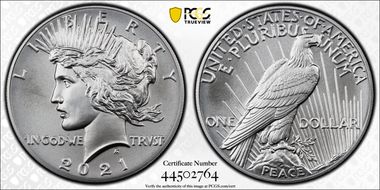 2021 $1 Peace Dollar 100th Anniversary First Strike MS70