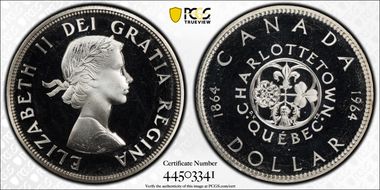 1964 S$1 Confederation Ag PL67DCAM