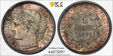 1849-A 1 Fr Gad-457 F-211 MS67+