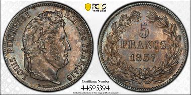 1837-B 5 Fr Gad-678 F-324 MS65