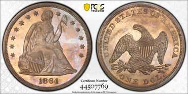 1864 $1 PR65