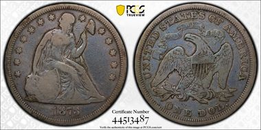 1873 $1 Seated VG10