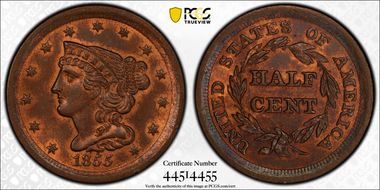 1855 1/2C MS63RB