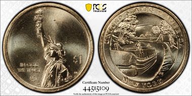 2021-P $1 American Innovation NY  Erie Canal Pos. A MS66