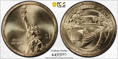 2021-P $1 American Innovation NY  Erie Canal Pos. A MS66