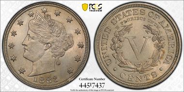 1883 5C With CENTS MS65