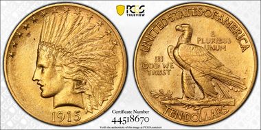1915 $10 AU58