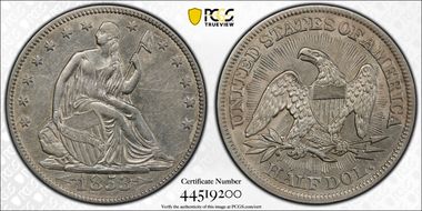 1853 50C Arrows and Rays N1