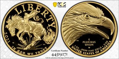 2021-W $100 American Liberty High Relief .9999 Fine PR70DCAM