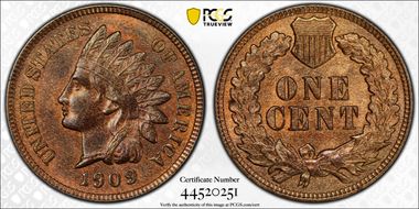 1909 1C Indian MS64RB