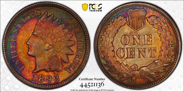 1893 1C AU58+ BN