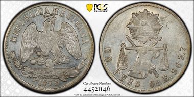 1873-Oa E Peso KM-408.6 AU58