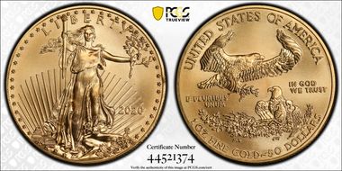 2020-W $50 Burnished Gold Eagle SP69