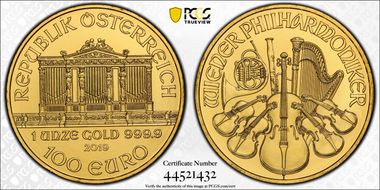 2019 € 100 Vienna Philharmonic Au MS70