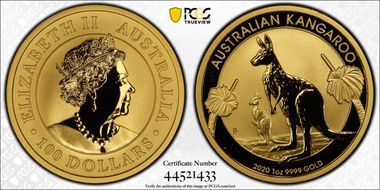 2020-P $100 Kangaroo Au MS70