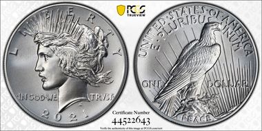 2021 $1 Peace Dollar 100th Anniversary First Strike MS69