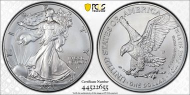 2021-W $1 Burnished Silver Eagle-Type 2 SP70